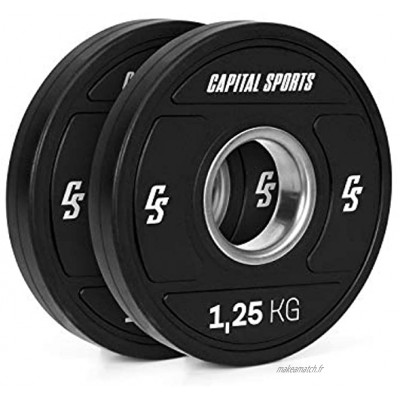 Capital Sports Elongate 2020 Bumper Plate Paire Disque de Poids : 2 disques matériau : Caoutchouc Dur Support 50,4 mm