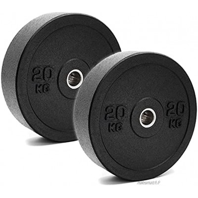 C.P. Sports Paire de disques d'haltères Plats en Caoutchouc 50 mm Poids pour haltères Longs Set de 5 10 15 ou 20 kg