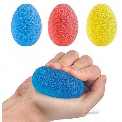 CENBEN 3 pièces Ensemble de Formation de Balles Anti-Stress pour Renforcer Les Mains pour Pratiquer l'œuf pour l'exercice et la Rééducation Renforçant Les Mains et Les Doigts
