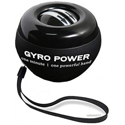 LED Gyroscopic Powerball Autostart Range Power Wrist Spinner avec Contre-Bras Main Muscle Force Trainer Fitness Equipment Noir Pas de lumière