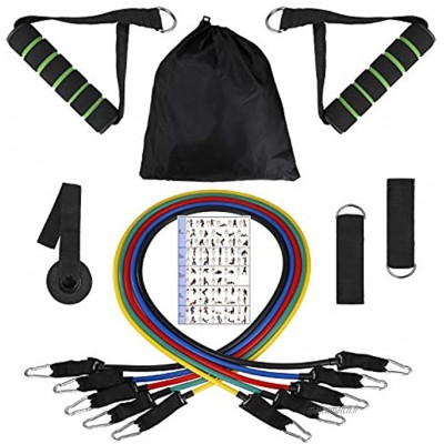 Heveer Bandes de Resistance Set Elastique de Sport Musculation Kit avec Poignées Ancre de Porte et Sangles Pied et Sac Rangement 11Pcs 100LB