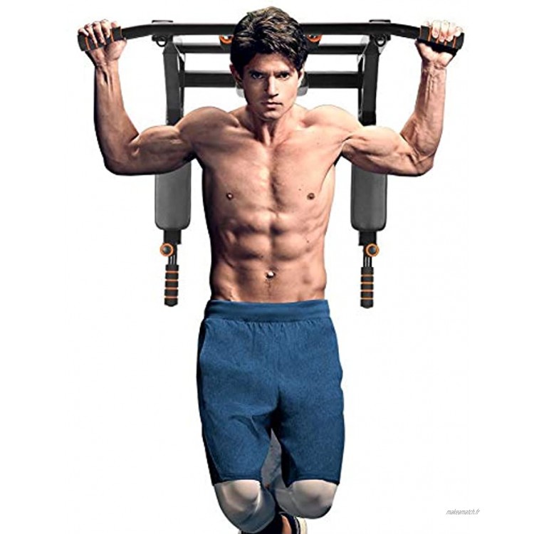 Gielmiy Barre de Traction Murale ，Multi-Grip Pull Up Bar Équipement d'entraînement de Fitness，Max 200kg
