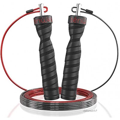 Corde à sauter crossfit reglable Jump rope homme & femme pour fitness & boxe Pack complet skipping rope Avec 1 corde standard + 1 speed rope Roulement a bille PRO ultra fluide confort+