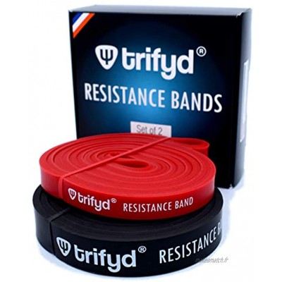 trifyd ® Bandes de résistance élastique pour la Musculation  Fitness ou Le Street Workout  Lot de 2