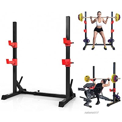 Novhome Support d'haltère Support pour Barre de Musculation Max 300kg Hauteur et Largeur réglable Squat Rack Barbell Rack pour Fitness Gym