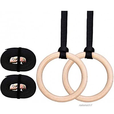FBSPORT Anneaux Gymnastique Gym Rings avec Bretelles Réglables pour Training Home 28mm 32mm