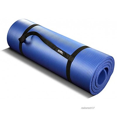 Brand Umi -Tapis de Fitness Pilates Yoga Très épais Antidérapant 180cm x 61cm x 15mm Noir Bleu