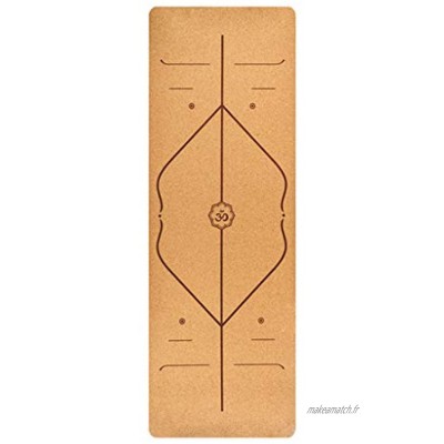 LITIAN Cork Yoga Mat Impression 4 mm en Caoutchouc Tapis de Yoga Anti-dérapant Portable Absorbant la Sueur 183 * 68 * 0.4cm