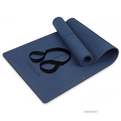 TENQUAN Tapis de Yoga – Yoga Tapis Antiderapant with Sangle pour Yoga,Pilates et Exercices au sol