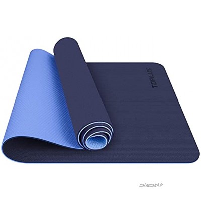TOPLUS Tapis de Yoga Tapis Gym en TPE matériaux Recyclable Ultra antidérapant et Durable 183x61x0.6 cm Non Toxique Tapis de Sol pour Sport Fitness