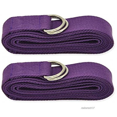 Labewin Yoga Strap Robuste Baumwolle Verstellbare Metall-D-Ring-Schnalle Perfekt zum Halten Von Posen Gleichgewicht Dehnungsflexibilität Physik und Therapie 2er-Pack