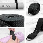 Myga Sangle de Ceinture de Yoga 2-en-1 pour étirer et améliorer la flexibilité Sangle de Yoga Ajustable pour Transporter Un Tapis de Yoga avec Boucle en D pour physiothérapie