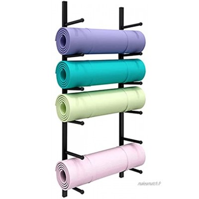 Support de rangement pour tapis de yoga Porte-serviettes de rangoir de rangement de tapis de yoga avec crochets for bandes de résistance à la sangle de yoga suspendues for la maison Gym & Studio