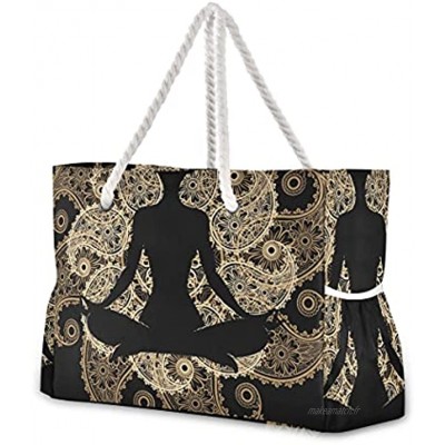 Grand sac de plage fourre-tout en toile 91 Mandala pour méditation yoga gym voyage quotidien