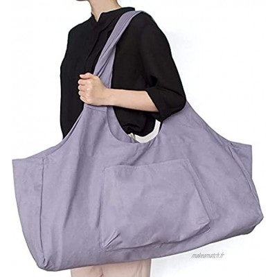 Grand sac pour tapis de yoga Sac de transport pour tapis de yoga avec poches latérales et fermetures éclair Sac de voyage portable pour la plupart des accessoires de tapis de yoga 29 x 9 x 30 cm.