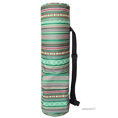 puseky Sac de transport pour tapis de yoga style ethnique avec fermeture éclair intégrale et poches