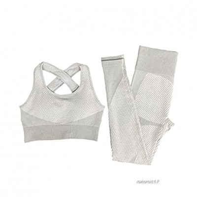 Femmes Yoga Costume Sport Pantalon Soutien-gorge Entraînements Ensemble pour femme L 2PCS Industrie de plein air blanc gris