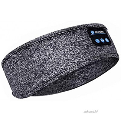 Casque de sommeil Bluetooth Bandeau de sommeil doux sans fil Casque de sport avec haut-parleurs intégrés pour l'entraînement la course le yoga les voyages en avion Gris 08