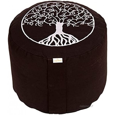 Yogabox Rondo Big Basic Coussin de méditation Motif arbre de vie Noir