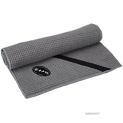 Agatige Serviettes de Yoga Absorbant la Sueur Serviette de Sport en Microfibre avec Poche Zippée pour Les Golfs de Fitness en Plein air Yoga 30 * 110cmGris