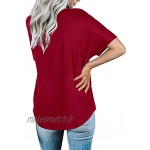 Haut d'été pour femme Col en V Chemise Chemisier pour adolescent T-shirt ample T-shirt sexy Tunique à manches courtes