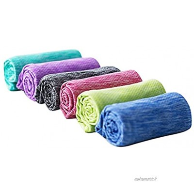 Lot de 6 serviettes rafraîchissantes 30 x 100 cm en microfibre douce et respirante pour le yoga la course à pied le fitness