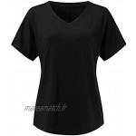 T-shirt à manches courtes et col en V pour femme T-shirt basique tendance et élégant Tunique unie Décontractée Coupe ample