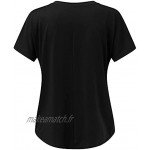 T-shirt à manches courtes et col en V pour femme T-shirt basique tendance et élégant Tunique unie Décontractée Coupe ample