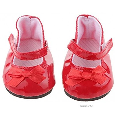 EElabper Mini Chaussures De Poupées Chaussures avec Bowknot Charmant pour 18 Pouces Adorable Fille Poupée Rouge