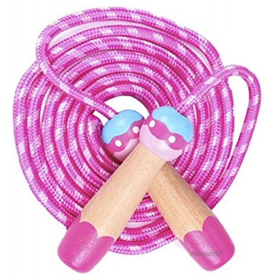 Corde à sauter pour enfants 2.8 m corde à sauter rose avec poignée en bois pour enfants filles et garçons corde à sauter réglable pour exercices de fitness ou cadeaux