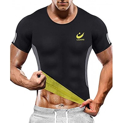 LAZAWG Gilet de Sudation pour Homme T-Shirt Débardeur Fitness–Vêtement de Sudation Manches Courtes pour Short de Sudation Homme Sport Fitness