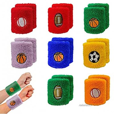 Bandeau anti-transpiration au poignet 16 paquets de bracelets de sport Bracelets polyvalents pour enfants Bracelets respirants pour le football le basket-ball la course à pied l'athlétisme