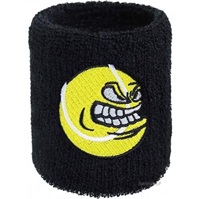 Bandeau de sudation avec balle de tennis brodée et absorbante en tissu éponge Noir Cadeau pour joueurs de tennis gym bracelet de transpiration