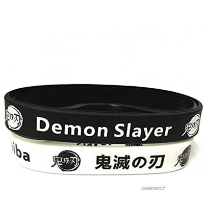 cluis Lot de 2 bracelets en silicone Anime Demon Slayer Kimetsu no Yaiba pour fans de manga