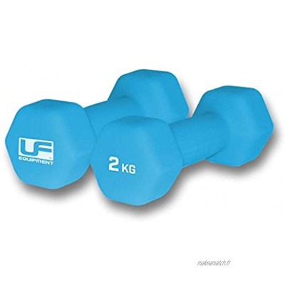 Urban Fitness K-REY-UFW033 Paire d'haltères hexagonales recouvertes de néoprène Bleu 2 x 2 kg Mixte Taille Unique