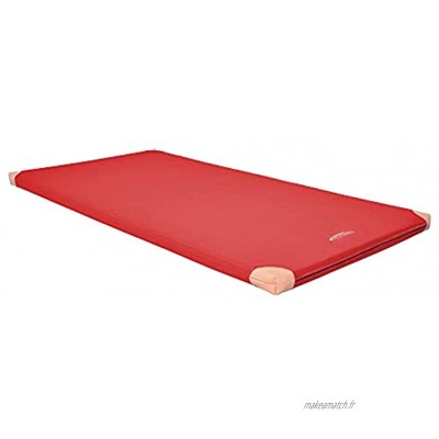 Grevinga® Tapis de gymnastique léger certifié TÜV Süd VB 80 150 x 100 x 6 cm Rouge Avec coins en cuir