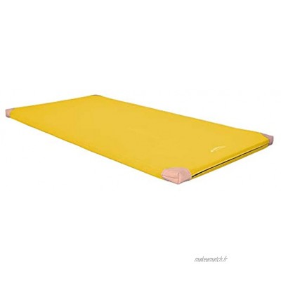 Grevinga® Tapis de gymnastique léger VB 80 Certifié TÜV Süd Tapis de fitness Tapis de gymnastique 200 x 125 x 8 cm jaune avec coins en cuir