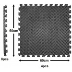 Tapis en mousse EVA Edukit ; 4 pièces et 8 bords ; 61,5 x 61,5 cm ; 2 cm d'épaisseur ; noir ; tuiles de sol en forme de puzzle à emboîtement