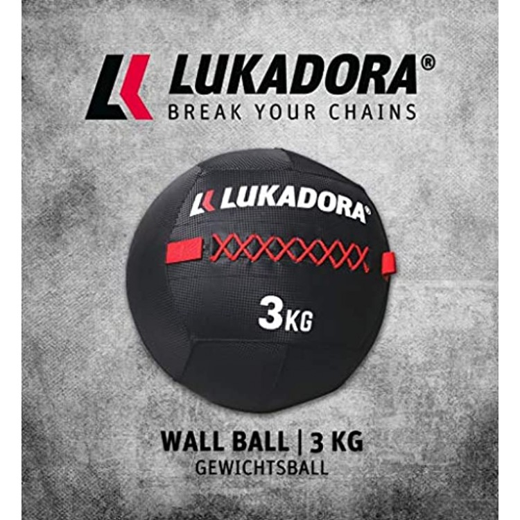 LUKADORA Wall-Ball Ballon de médecine lesté 3-9 kg Noir 3 kg