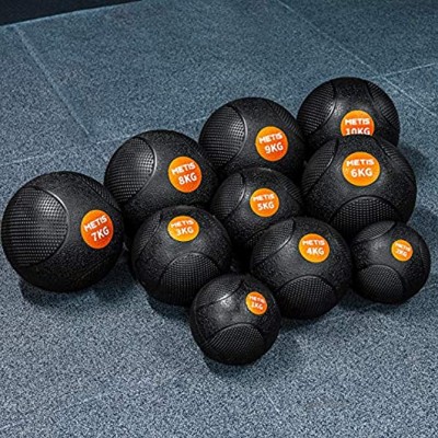 METIS Médecine Ball Ballon Lesté 1kg à 10kg | Wall Ball pour Musculation & Fitness Caoutchouc Texturisé Antidérapant