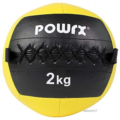 POWRX- Wall Ball Idéal pour les exercices de remise en forme fonctionnelle musculation 2 kg Jaune