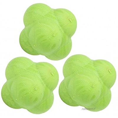 Vbest life Lot de 3 pièces Hex Bounce Reaction Ball TPR Soft Eye-Hand Coodination Reflex Exercise Training Ball Reaction Training Tool